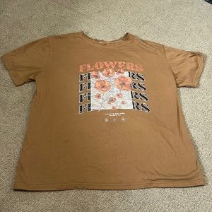 Oversized Graphic Tee with Flowers